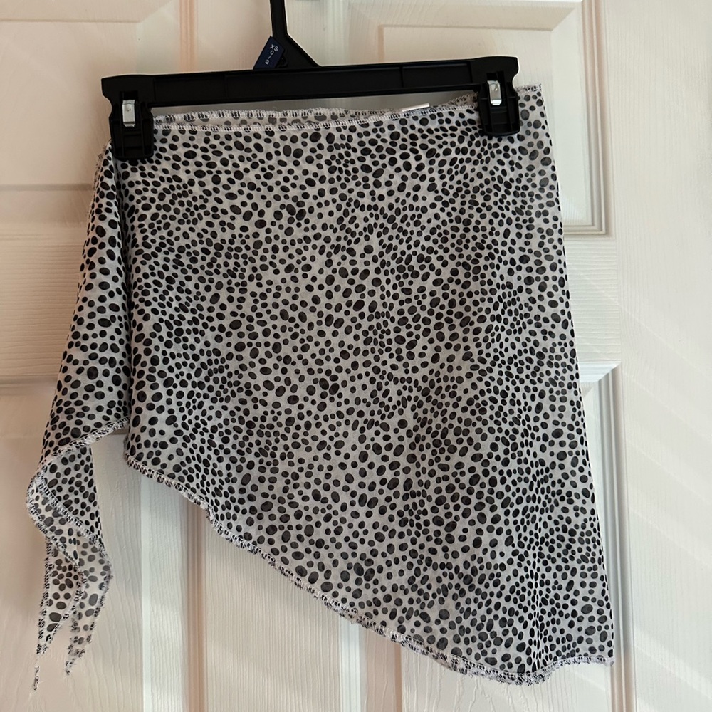 Black and White Polka Dot Asymmetrical Skirt